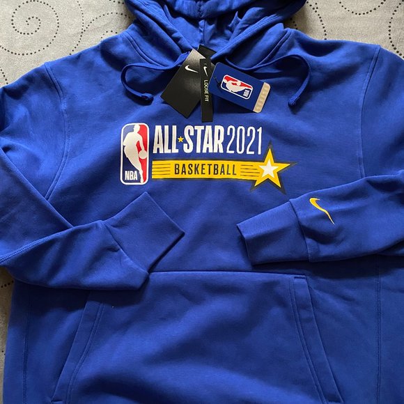 NIKE NBA 2021 ALL STARS R. BLUE BASKETBALL HOODIE SIZE 3XL OR 2XL $95.00 - Picture 1 of 3